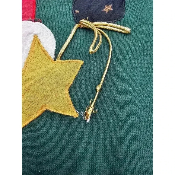 Vtg Jerzees Homemade Women's L Green Santa Applique Holiday Crewneck Sweater - Picture 6 of 11